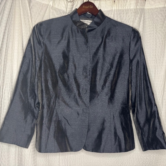 Giorgio Armani Le Collezioni Womens Blazer/Jacket Silk Gray Size 12 Made Italy - Picture 1 of 9